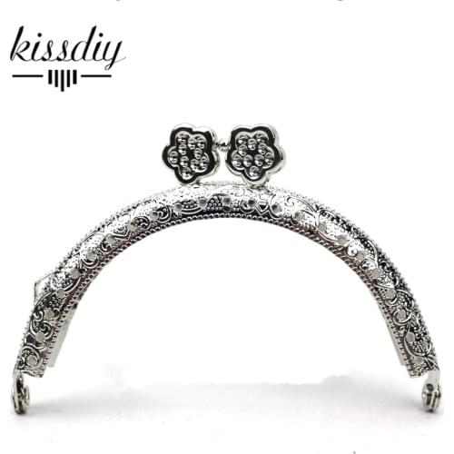 KISSDIY 10 pcs 8.5cm Silver Metal Purse Frame Handle for Bag Handbag Hardware Accessories Making plum Kiss Clasp Lock