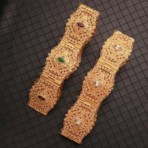 Full Crystal Morocco Cafetan Alloy Belt Luxury Arabic Belly Chain Women Fashion Bride Wedding Jewelry Belt Gift
