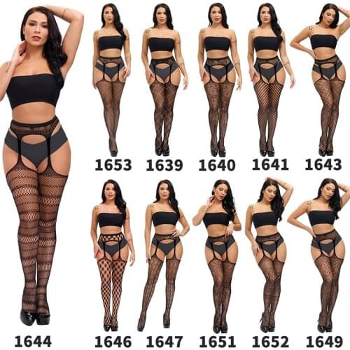 Woman Sexy Lingerie Pantyhose Erotic Suspenders Stockings Medias Hombre Mesh Open Crotch Fishnet Garter Belt Stripe Tights