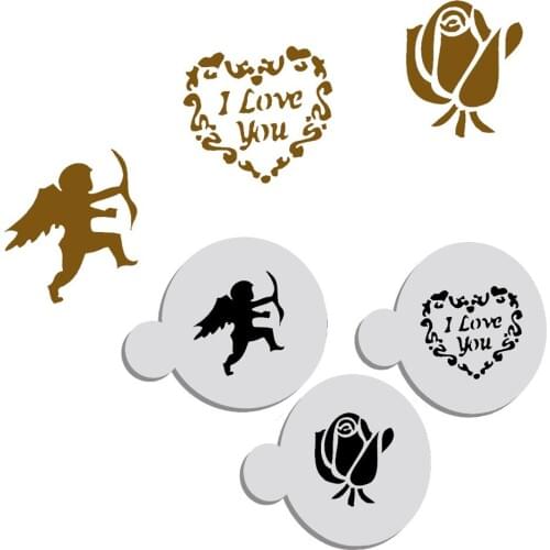 1set/3 pcs angel heart flower partten cake stencil , baking cookie Biscuits fondant decoration tools.cupcake decoration tools