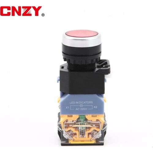 10 PCS LED LA38-11D momentary Switch Sliver Contact Push Button Switch with Light No+nc Start Stop 22m 220V 24V