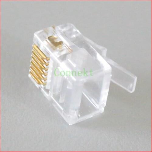 100pcs RJ12 RJ11 Tel ADSL Plug Modular Plugs 6P6C for Solid Connectors for cable