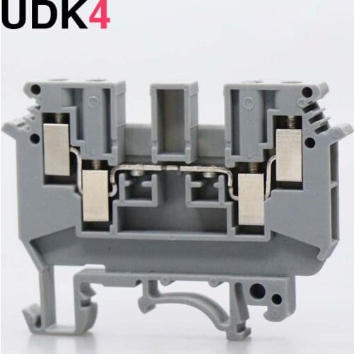 50pcs UK series terminals Ludk4 (udk4) 4 square double in double out terminal block one in multiple out two in two out