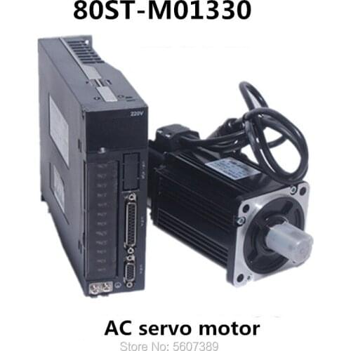 80ST-M01330 220V 400W AC Servo motor 0.4KW 1.27N.M. 3000RPM Single-Phase servomotor ac drive permanent magnet Matched Driver