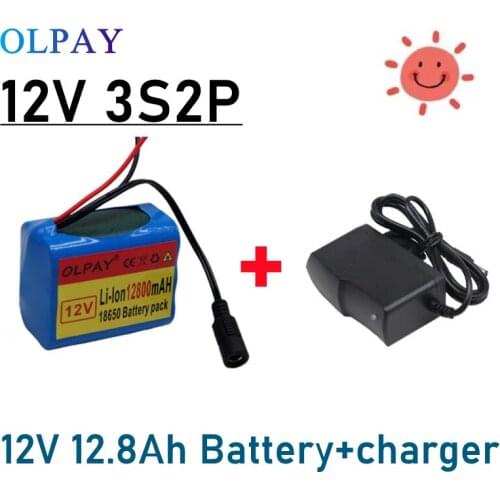 3S2P 12V 12800mah battery 18650 Li-ion 12.8 Ah Rechargeable batteries with BMS Lithium Battery packs Protection Board +Charger