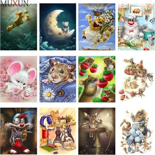 Full Drill 3D Diy Diamond Painting Animal Crystal Diamond Embroidery Cartoon Mouse Kitchen Diamond Mosaic Home Decoration Ep146