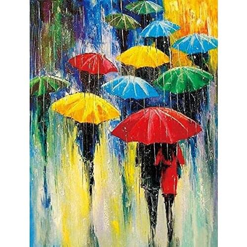 5D Diamond Painting Full Round AB Drills Kits DIY Mosaic Cross Stitch Pattern Handmade Embroidery Kits Wall Decor Rainy Day