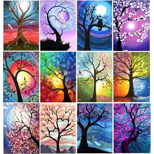 5D Diamond Painting Landscape Tree DIY Cross Stitch Set Full Diamond Mosaic Moon Home Decoration Christmas Gift