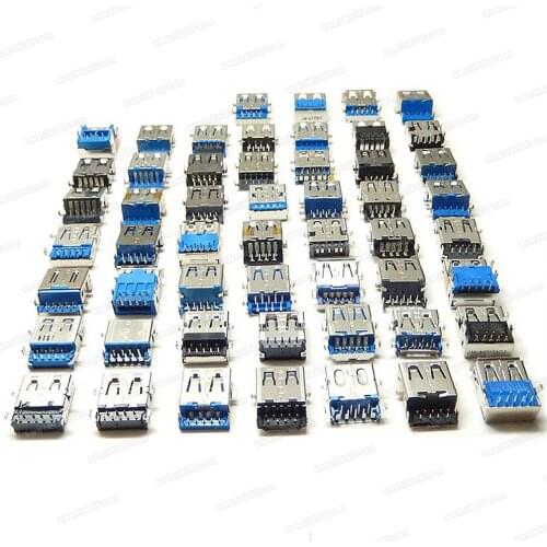 Free shipping 53PCS Type-A USB 3.0 Male Solder 9 Pin Plug Connector Socket
