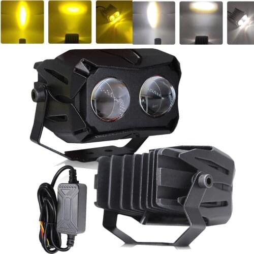 Lens Dual Colors Motorcycle Projector Headlight Spotlight Moto Bike 8000LM Headlamp Car Fog DRL Driving Lights 12V