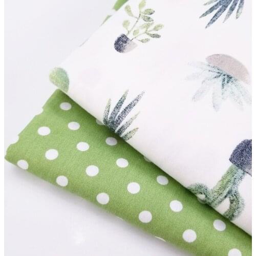 DIY Quilting Sewing Cotton Twill Patchwork Fabric Cactus/Polka Dot Printing Fat Quarters Cotton Fabric Material Handmade Crafts