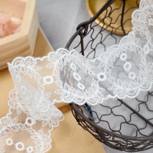 19 yards/lot 5.3cm Mesh eembroidery Lace ribbon Dress edge decoration DIY Garment material Needlework sewing accessories 485