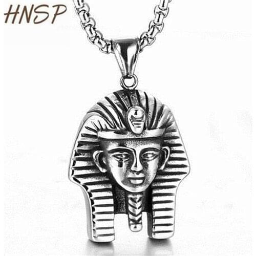 HNSP 3.0MM Stainless steel chain Vintage Egyptian Pharaoh Chain Pendant Necklace For Men Stainless steel jewelry Male Necklaces