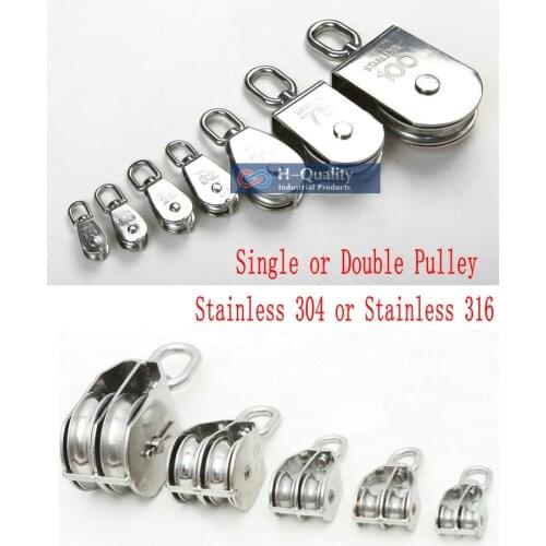 HQ Lifting Wire Rope Chain Pulley Stainless Steel 304 or Marine 316 M15-M100 Eye Swivel Sinlge Pulley Double Sheave Pulley Block