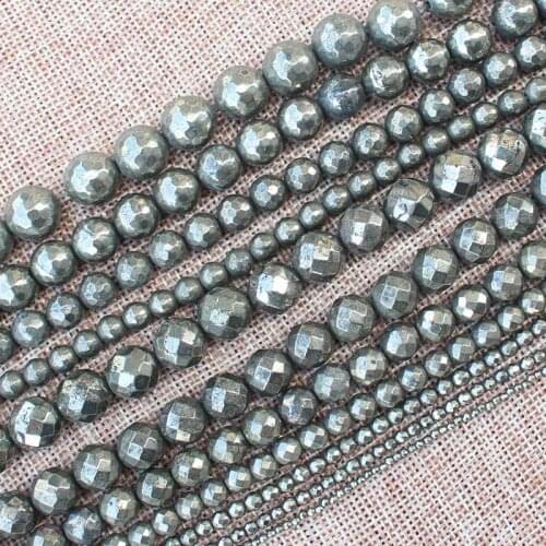 Natural Pyrite Facted Round beads 2-12mm,15inch ,BeadsFor DIY Jewelry Making !We provide mixed wholesale for all items