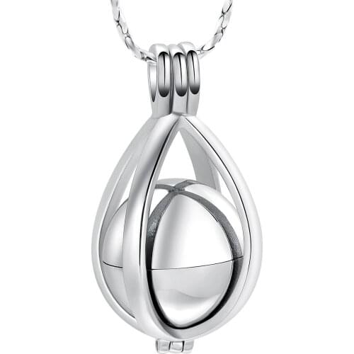 Fashion Stainless Steel Cremation Locket Necklace Hold Ball Memorial Urn Jewelry For Ashes Women Men Keepsake Pendant