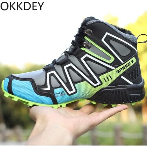 Snow boots high top mens shoes winter plus velvet warmth big cotton shoes mens tide thickening outdoor waterproof non-slip