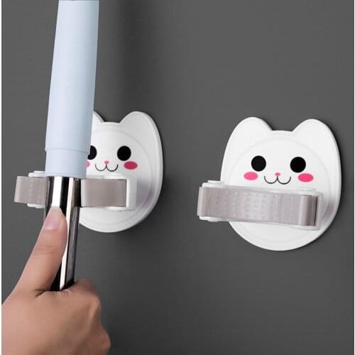 Mop Holder Wall Mounted Mop Bathroom Storage Organizer Brush Broom Holder Hanger Storage Rack Hanging Pipe Hooks Organizer