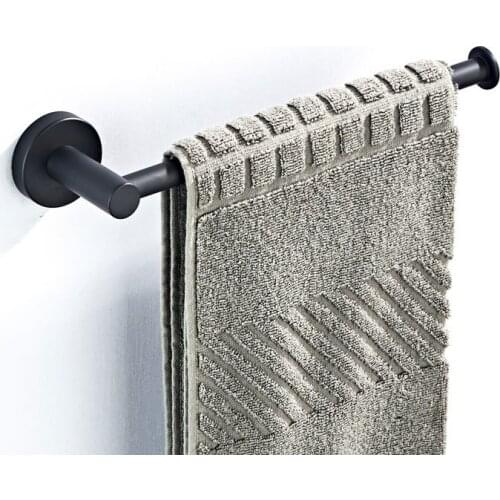 Small space bathroom wall hanging brass material simple black single chassis bathroom hardware pendant short single pole