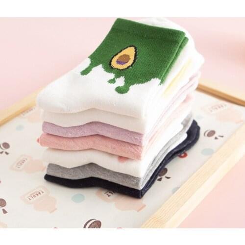 Socks Women Fruit Milk Strawberry Banana Avocado Sweat Summer Cotton Girl Womens Crew Socks Ankle Sock Female White Short Soks