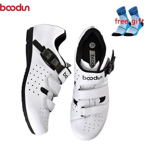 Boodun Leather lockless cycling shoes men and women without lock rubber breathable non-slip casual sports shoes Bike equipment