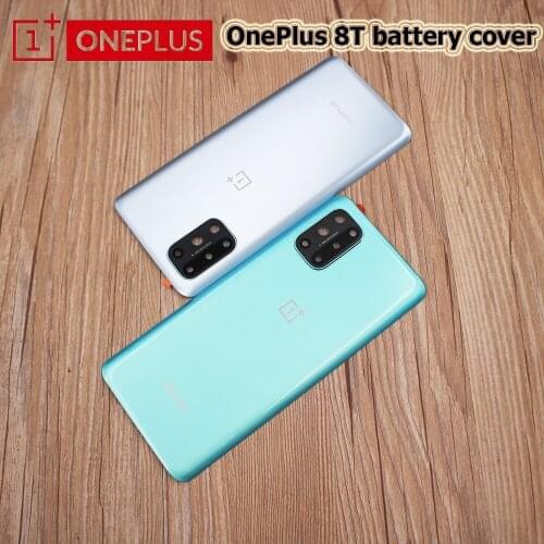 Original Back Battery Cover OnePlus 8T 5G Rear Glass Door Housing Panel Case + Camera Lens Logo For oneplus 8t Mobile Phone Part