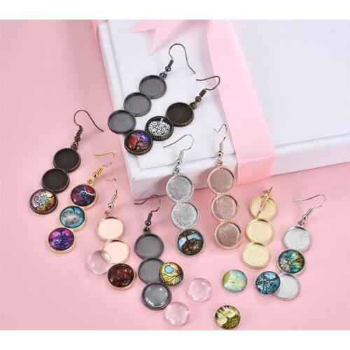 10pcs/set DIY Earrings Base Handmade Dangle Earrings Glass Cabochons For Jewelry Making Accessories Finding