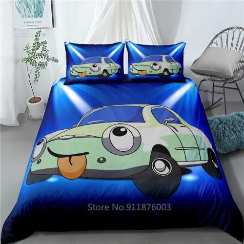 Simple Cartoons Car Pattern Bedding Sets High Quality Child Boys Duvet Cover Comforter Soft Twin Single Full Queen King Size