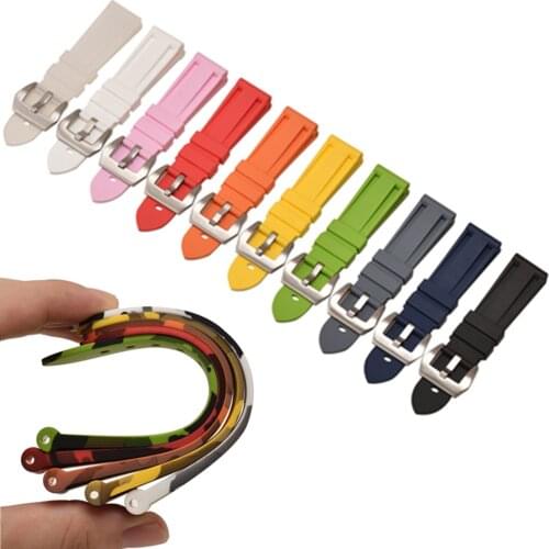 20mm 22mm 24mm 26mm Red Blue Black Orange white Watchband Silicone Rubber Watch band strap Wristband Buckle PAM free tool