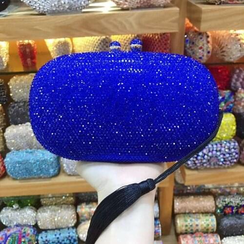 XIYUAN Luxury orange/blue/purple Diamond Crystal Evening Bag Clutch Party small Purse for Wedding Dinner Bag Women Banquet Bags