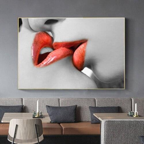 Pink Sexy Lips Posters and Prints Canvas Painting on The Wall Art Pink Lipstick Kiss Picture for Living Room Cuadro Home Decor