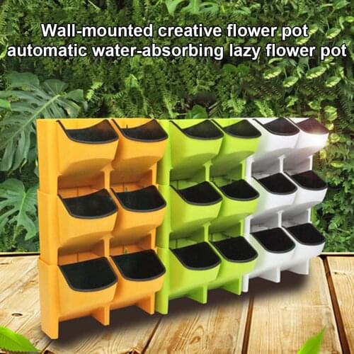 Self Watering Flower Pot Stackable Vertical Planter Wall Hanging Durable For Garden Balcony MUMR999