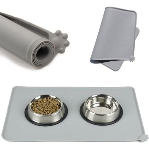 Pet Placemat Silicone Cat Dog Foods Pad Pet Bowl Drinking Bottle Dish Mat Anti-slip Waterproof Wipe Clean Dog Feeding Place Mat