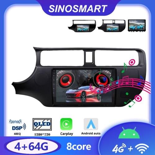 Sinosmart 8 Core,DSP 48EQ Car GPS Navigation Radio for Kia Rio 2012-2017 2din 2.5D IPS/QLED Screen