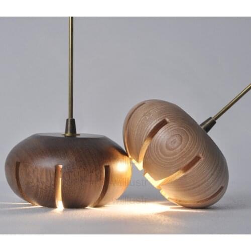 Modern wood pendant lamp restaurant office home dinning room copper tuber hang lighting floral design wooden suspension light