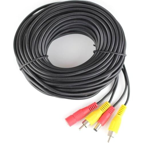 5 10 15 20 Meters DC Power RCA AV Video 12V 24V Extension Cable for Car Truck Bus Parking Home CCTV Camera