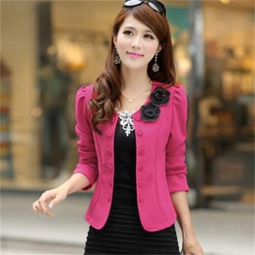 Spring new Korean Women XL Women coat long-sleeved short paragraph Slim small suit small suit