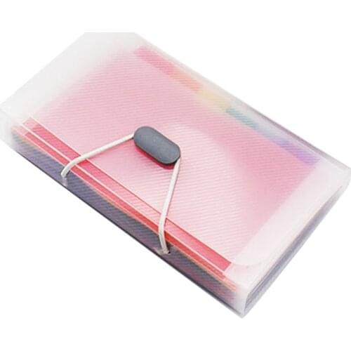 High Quality Rainbow Color A6 Document Bag Cute Mini Bill Receipt File 13 Grids Pouch Folder Organizer Holder Office Supply