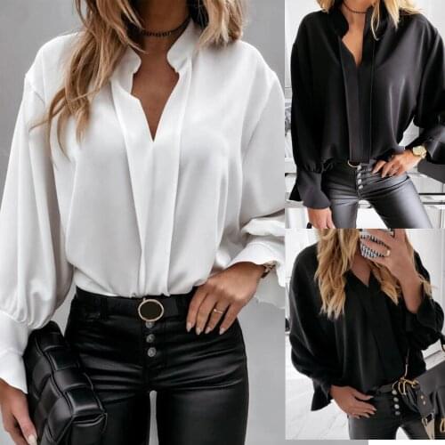 Autumn White Blouse Women Fashion V-neck Ruffle Long Sleeve Elegant Office Ladies Shirts Plus Size Casual Tops And Blouses Femme