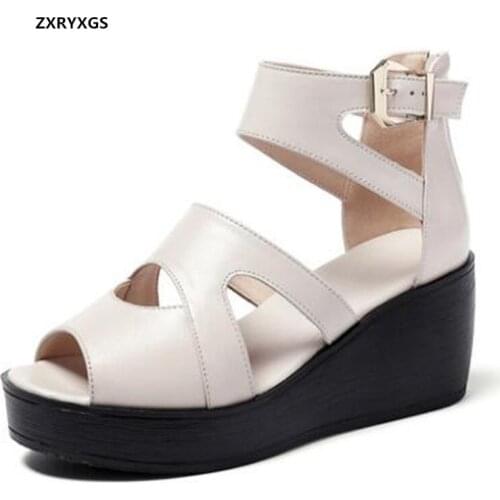 2021 New Wild Fish Mouth Platform Shoes Platform Increased Sandals Wedge High Heels Summer Womens Sandals Shoes Big Size 35-43