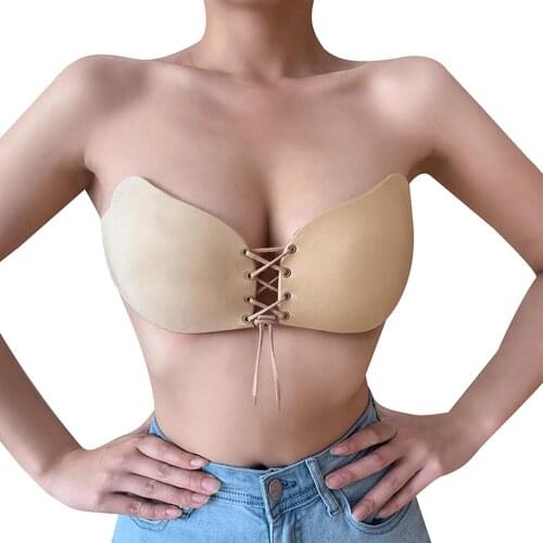 Women Bra Stickers with Adjustable Bandage Sexy Lifter Gathers Strapless Breast Sticker Ladies Underwear