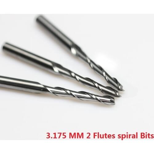1pc 3.175 mm SHK Carbide CNC Router Bits Two Flutes Spiral End Mills Double Flutes Milling Cutter Spiral PVC Carving Cutters