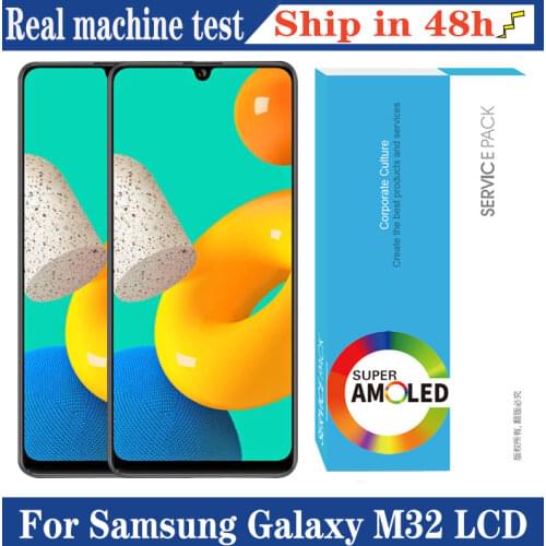 100% Original 6.4'' Super AMOLED Display for Samsung Galaxy M32 M325 LCD Touch Screen Digitizer Assembly Repair Parts