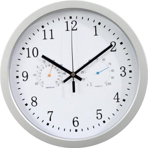 12Inch Clock Automatic Time Adjustment Scanning Radio Controlled Clock Temperature Hygrometer Wall Clock Quiet Design