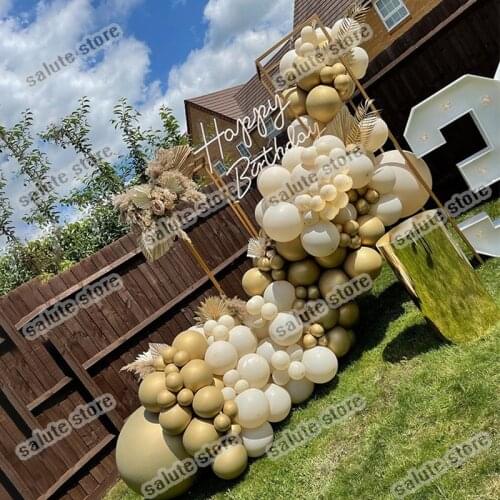 132PCS Balloon Arch Garland Kit - Latex Balloons Wedding Birthday Kids Wedding Black Gray Golden White Sandy Wedding Balloon