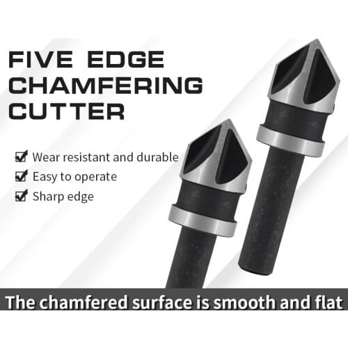 Auguttool 3/6pcs HSS Chamfer Countersink Chamfer Drill Bit 90 Degree 1/4" Hex Shank Wood Chamfering Cutter 6mm-19mm