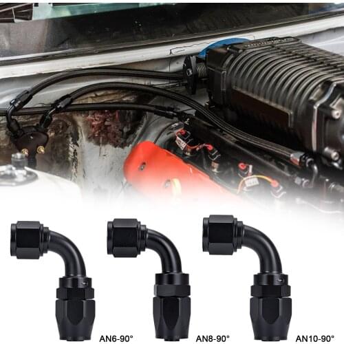 3Size Black Straight 90 Degree Oil Fuel Swivel Hose End Fitting Oil Hose End Adaptor Kit Auto Replacement Parts Car Accessories