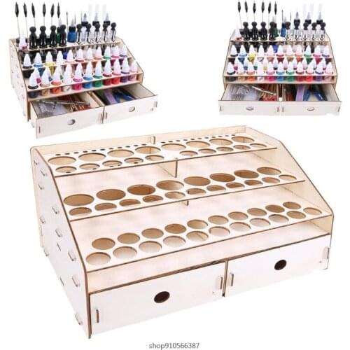 3 Layers Home Wooden Paint Rack Pigment Bottle Storage Organizer Color Paint Ink Brush Stand Paints Tool Storage Rack Wholesales