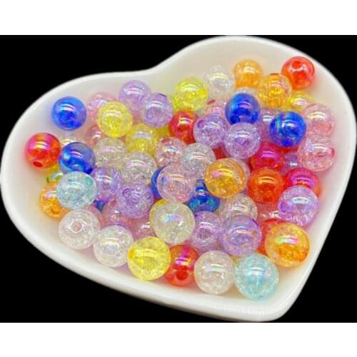 50pcs 8mm AB Color Plating Cracked Beads Spacer Beads For Jewelry Making Handmade DIY