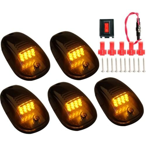 5pcs 12V LED Car Roof Marker Lights Truck Doom Lamp For Truck SUV Pickup Truck Car 12LED Clearance Light